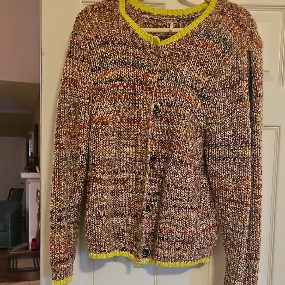 Free People Multicolor Button-Up Cardigan